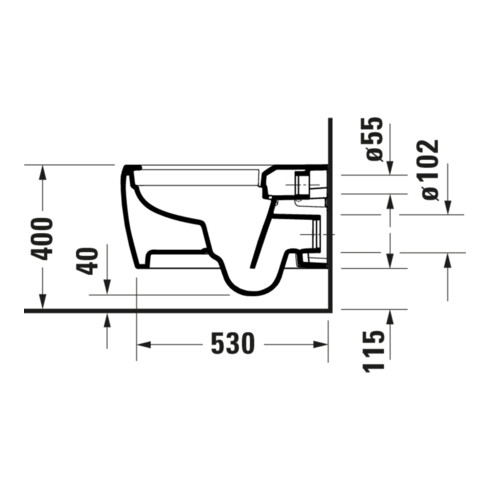 Duravit WC suspendu, cuvette profonde Qatego 38,5x57 cm, 4,5 l, sans bride, blanc brillant