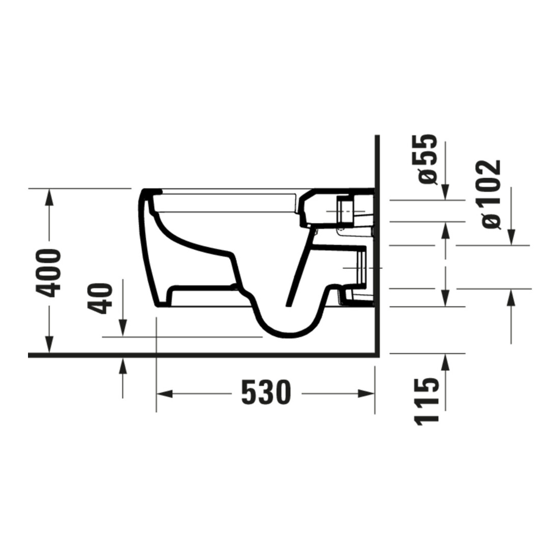 Duravit WC suspendu, cuvette profonde Qatego 38,5x57 cm, 4,5 l, sans bride, blanc brillant