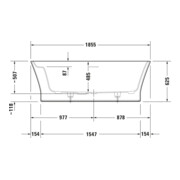 Duravit Whirlwanne Cape Cod 185,5x88,5mm, frei., 2 RS, we., Air-Sys-2