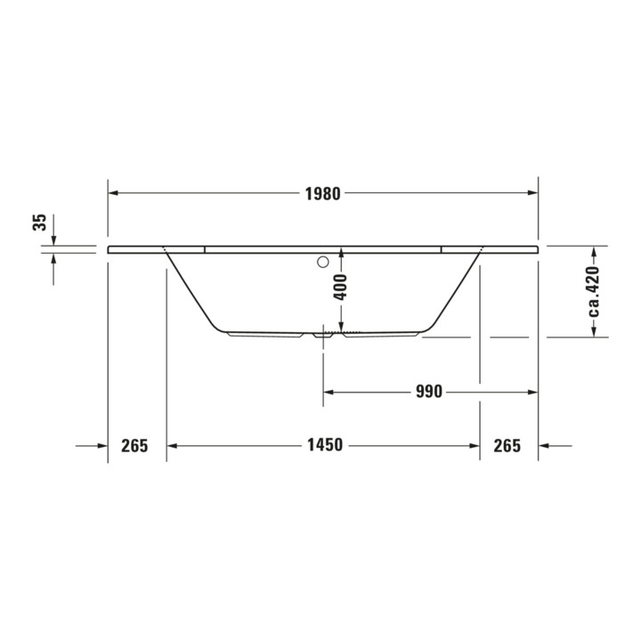 Duravit Whirlwanne D-Code 140x140cm, E, EB-Vers, 2 RS, w, J Proj.
