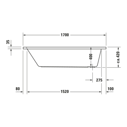 Duravit Whirlwanne D-Code 170x70cm, EB-Version, 1 RS, we., J Proj.