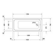 Duravit Whirlwanne D-Code 170x75cm, EB-Version, 1 RS, we., J Proj.-4