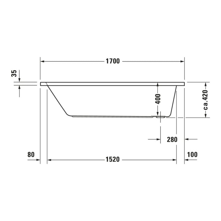 Duravit Whirlwanne D-Code 170x75cm, EB-Version, 1 RS, we., J Proj.