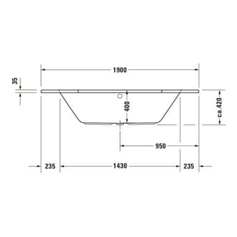 Duravit Whirlwanne D-Code 190x90 m, 6-eck, EB-Vers, we., J Proj.