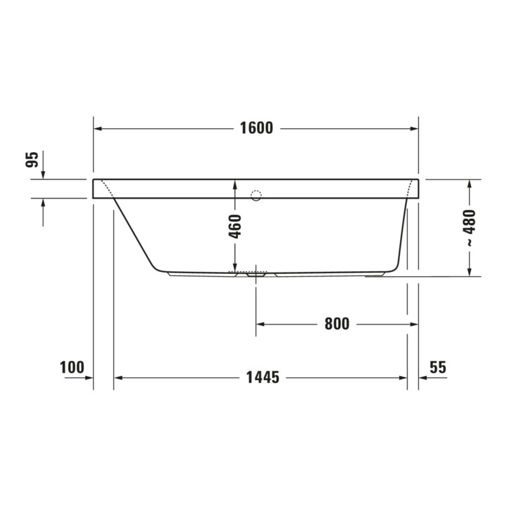 Duravit Whirlwanne Happy D.2 160x70cm, Combi E, EB-Vers, 1 RS li, we.