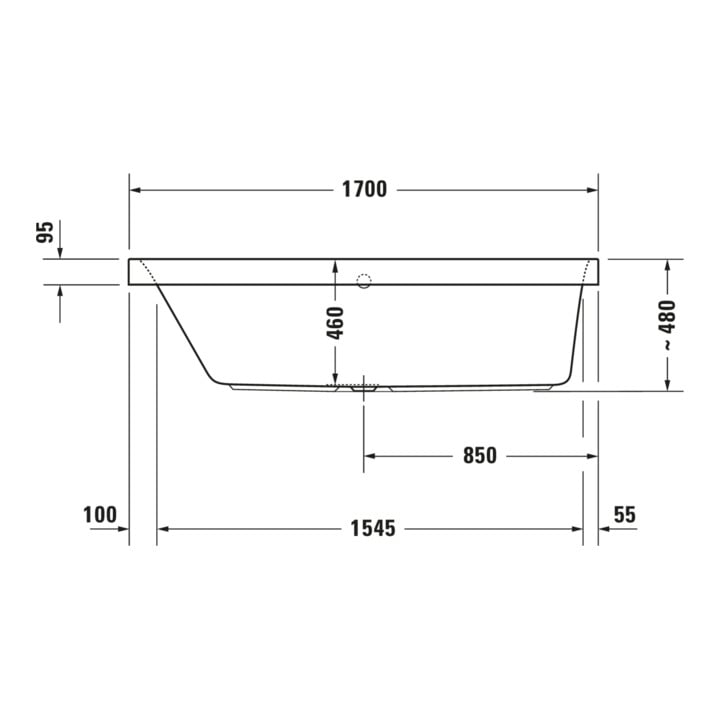 Duravit Whirlwanne Happy D.2 170x75cm, Air-Sys, EB-Vers, 1 RS li, we.