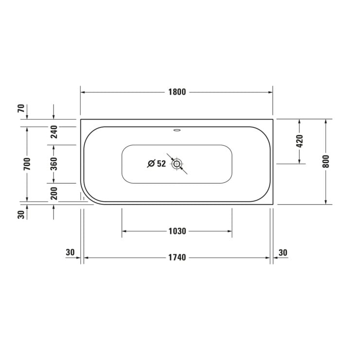 Duravit Whirlwanne Happy D.2 180x80cm, Eck re, 2 RS, we., Combi-Sys E