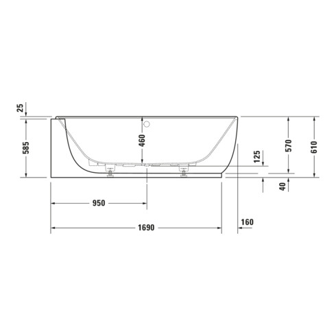 Duravit Whirlwanne Luv 185x95cm, Eck li, 2 RS, weiß, Air-System