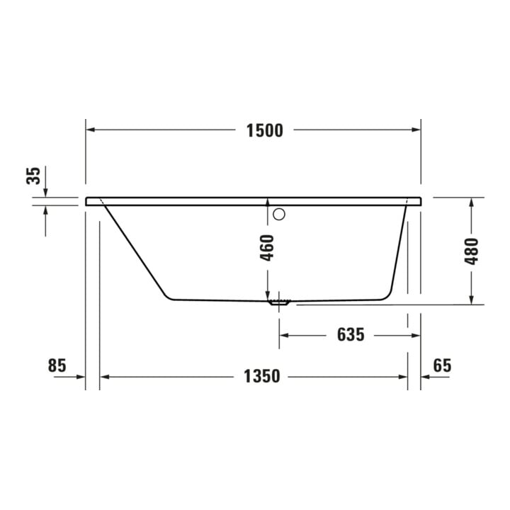Duravit Whirlwanne No. 1 150x80cm, 115 l, EB-Vers, 1 RS li, we.