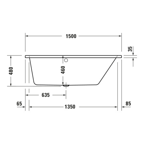 Duravit Whirlwanne No. 1 150x80cm, 115 l, EB-Vers, 1 RS re, we.