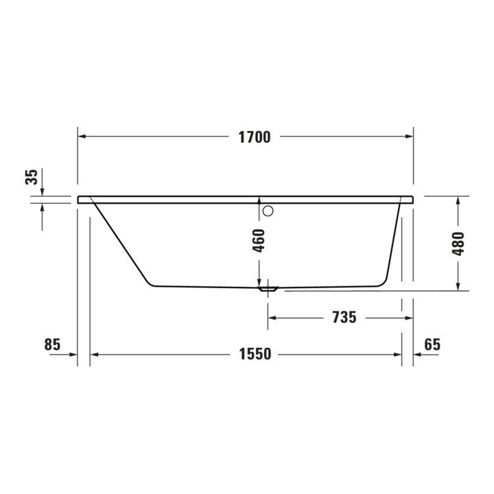 Duravit Whirlwanne No. 1 170x1000cm, 210 l, EB-Vers, 1 RS li, we.