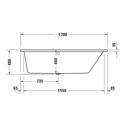 Duravit Whirlwanne No. 1 170x1000cm, 210 l, EB-Vers, 1 RS re, we.