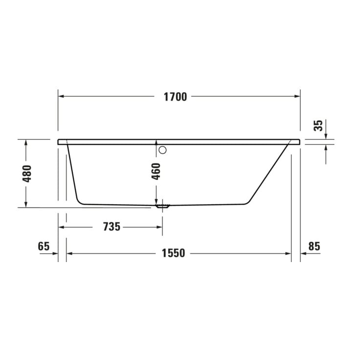 Duravit Whirlwanne No. 1 170x1000cm, 210 l, EB-Vers, 1 RS re, we.