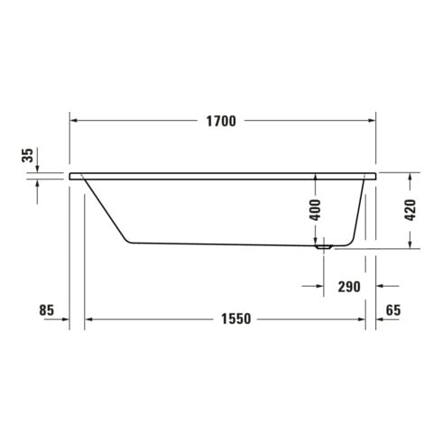 Duravit Whirlwanne No. 1 170x75cm, 145 l, EB-Version, m 1 RS, we.