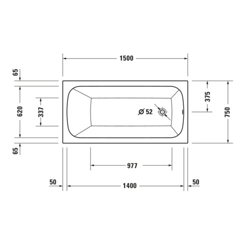 Duravit Whirlwanne Qatego 150x75cm, Combi E, EB-Version, 1 RS, we.
