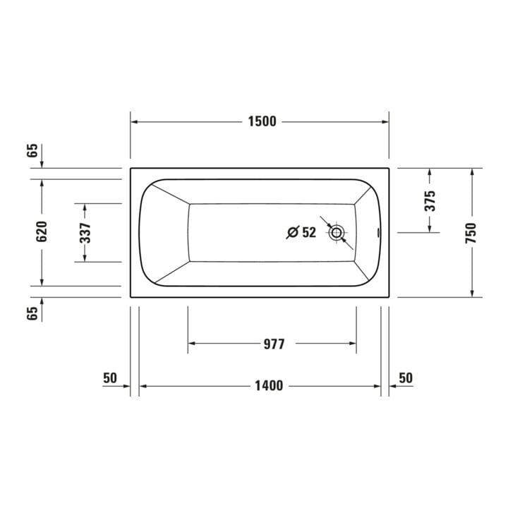 Duravit Whirlwanne Qatego 150x75cm, Combi E, EB-Version, 1 RS, we.