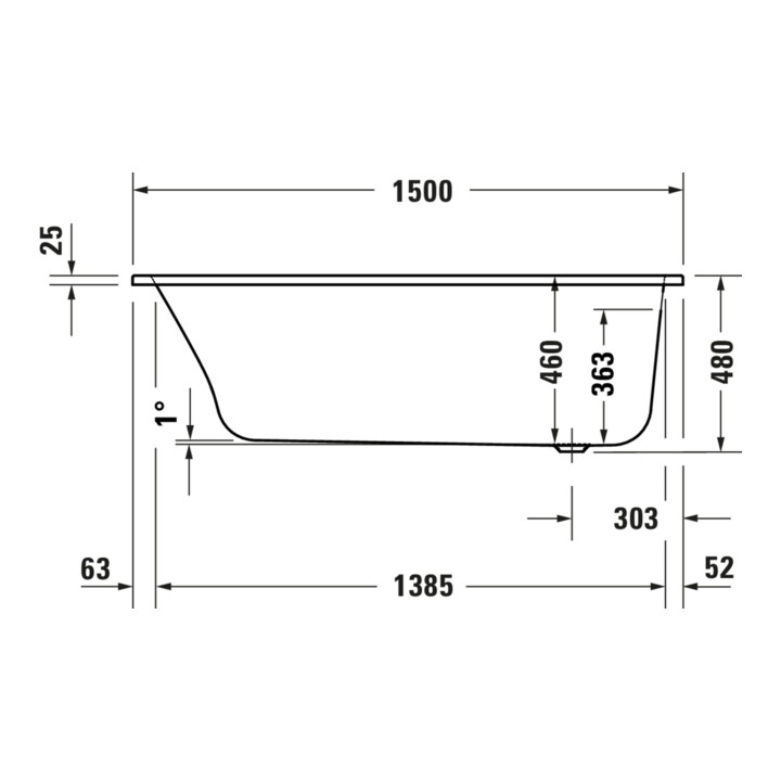 Duravit Whirlwanne Qatego 150x75cm, Combi E, EB-Version, 1 RS, we.