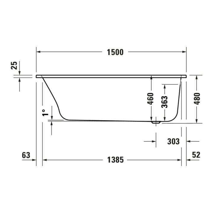 Duravit Whirlwanne Qatego 150x75cm, Jet-Sys, EB-Version, 1 RS, we.