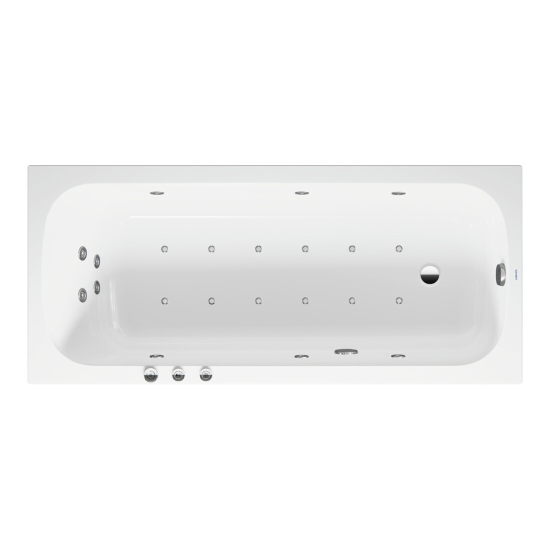 Duravit Whirlwanne Qatego 180x80cm, Combi P, EB-Version, 1 RS, we.