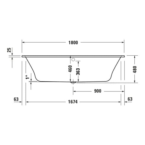 Duravit Whirlwanne Qatego 180x80cm, EB-Version, 2 RS, we., Air-Sys
