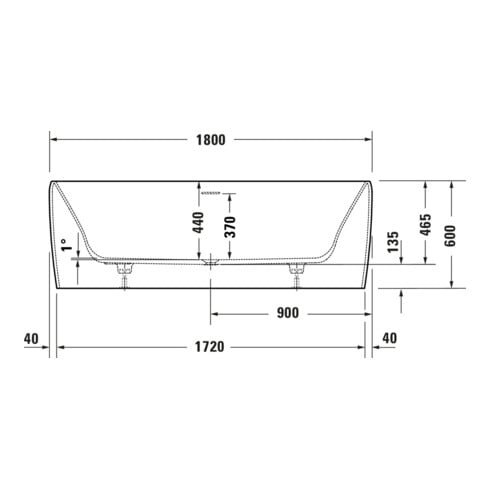 Duravit Whirlwanne Qatego 180x90cm, frei., 2 RS, weiß, Air-System