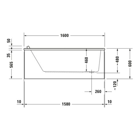 Duravit Whirlwanne Starck 160x70cm, Combi E, EB-Version, 1 RS, we.