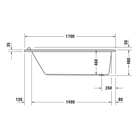 Duravit Whirlwanne Starck 170x70cm, Combi E, EB-Version, 1 RS, we.