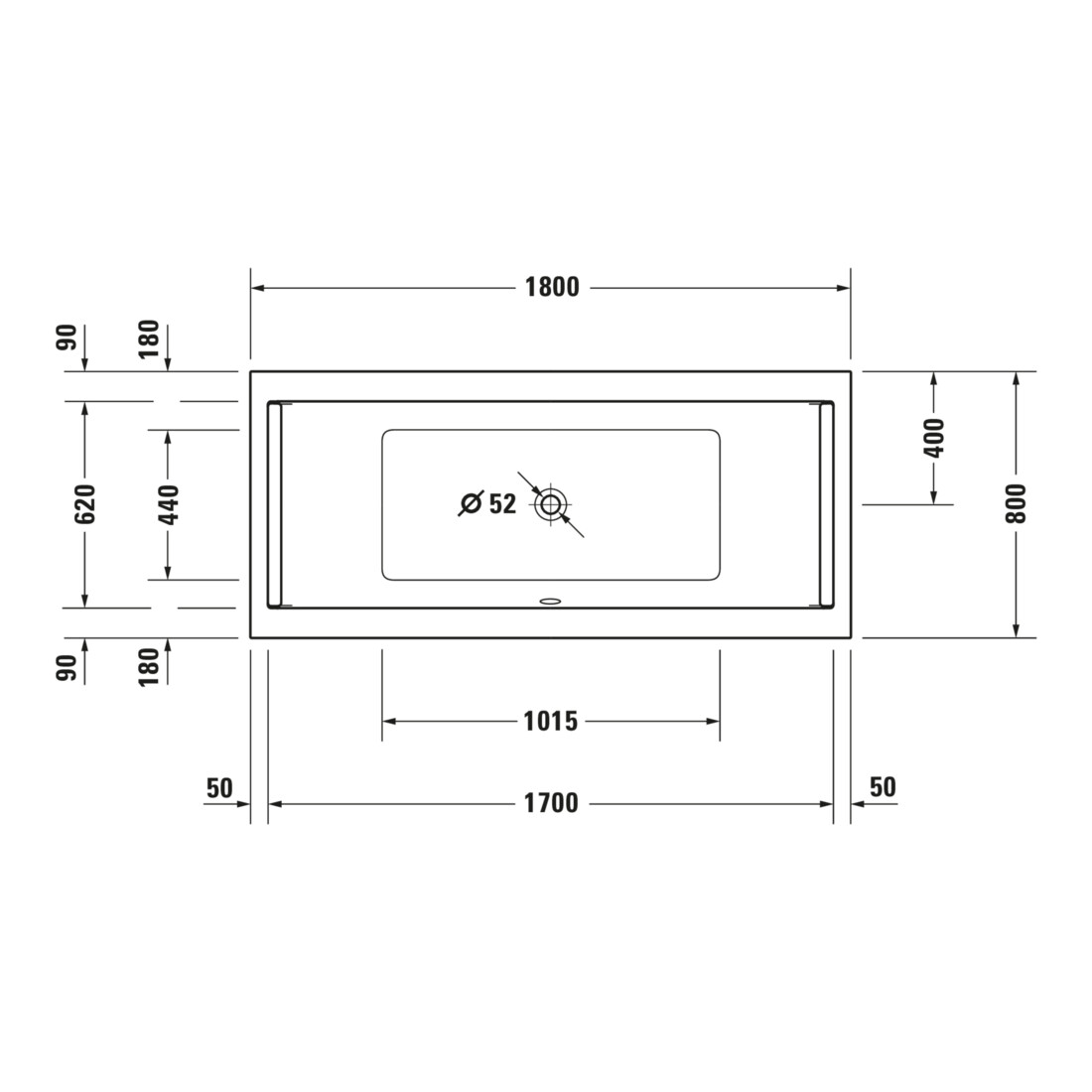 Duravit Whirlwanne Starck 180x80cm, Combi E, EB-Version, 2 RS, we.