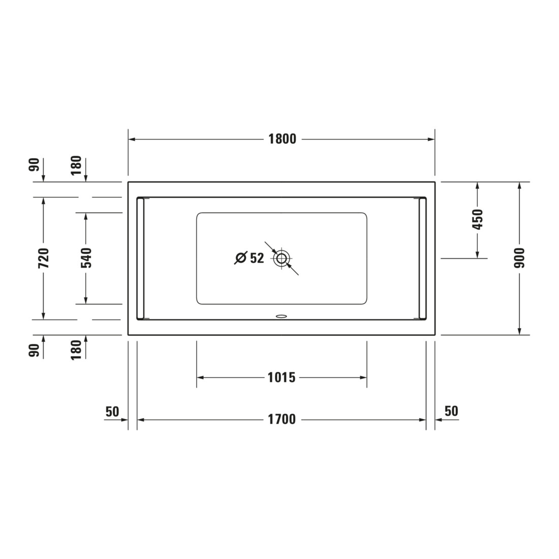 Duravit Whirlwanne Starck 180x90cm, Combi E, EB-Version, 2 RS, we.