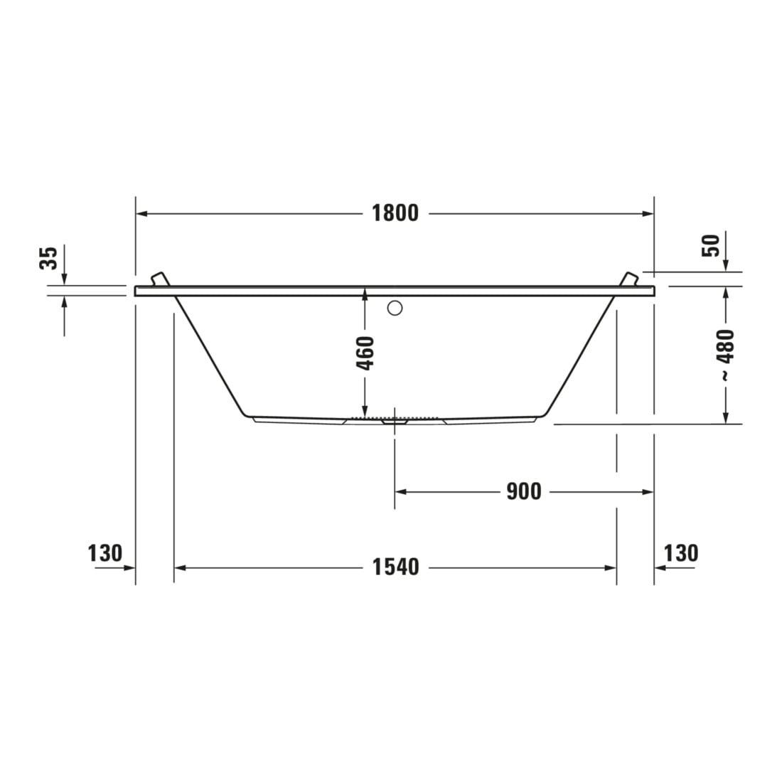 Duravit Whirlwanne Starck 180x90cm, Jet-Sys, EB-Version, 2 RS, we.