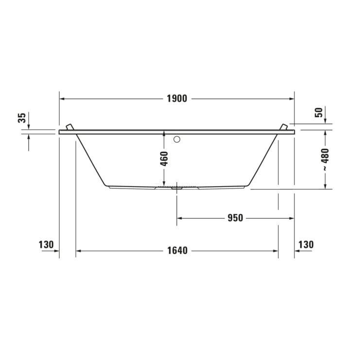 Duravit Whirlwanne Starck 190x90cm, Combi E, EB-Version, 2 RS, we.