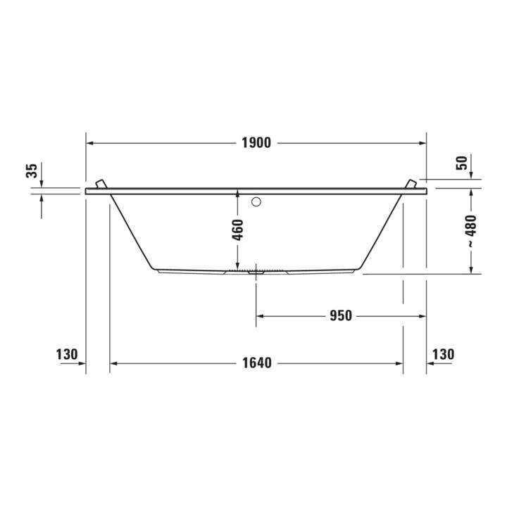 Duravit Whirlwanne Starck 190x90cm, Jet-Sys, EB-Version, 2 RS, we.