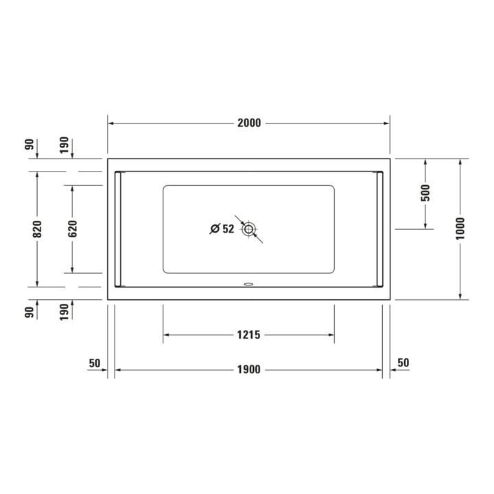 Duravit Whirlwanne Starck 200x100cm, Air-Sys, EB-Vers, 2 RS, we.