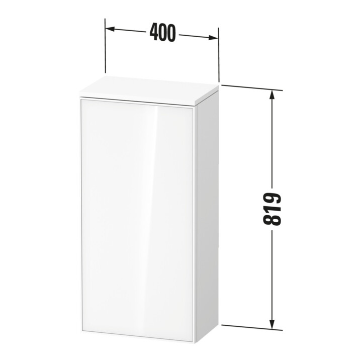 Duravit Zencha Demi-colonne 40x24x81,9 cm, 1 porte, à droite, blanc/noir mat