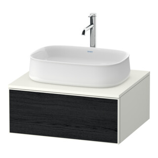 Duravit Zencha Meuble sous lavabo 65x55 cm, 1 tiroir, blanc mat/noir mat, système coulissant