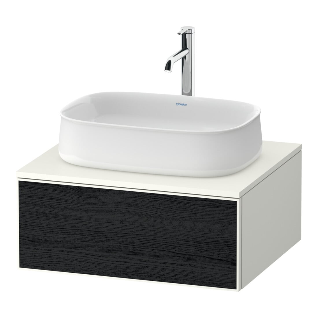 Duravit Zencha Meuble sous lavabo 65x55 cm, 1 tiroir, blanc mat/noir mat, système coulissant