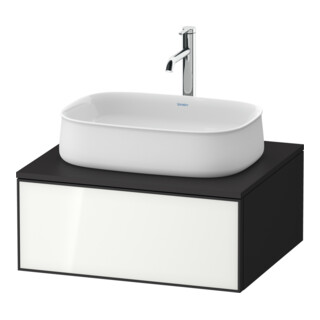Duravit Zencha Meuble sous lavabo 65x55 cm, 1 tiroir, verre avec motif graphique, système coulissant