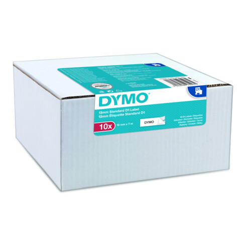 DYMO D1 Etikettenband Bandfarbe weiß Bandbreite 12mm