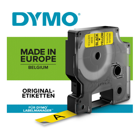 Dymo Schriftband B.12mm/L.7m sw auf gelb