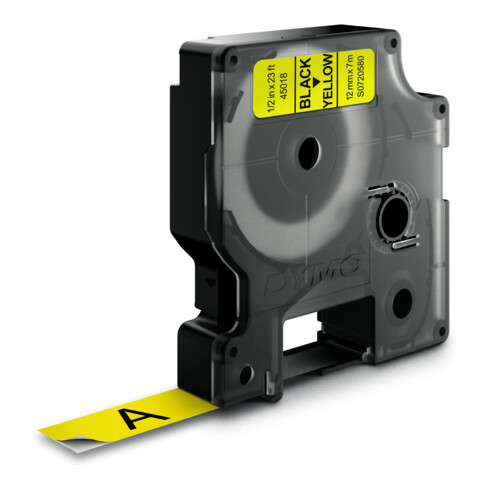 Dymo Schriftband B.12mm/L.7m sw auf gelb