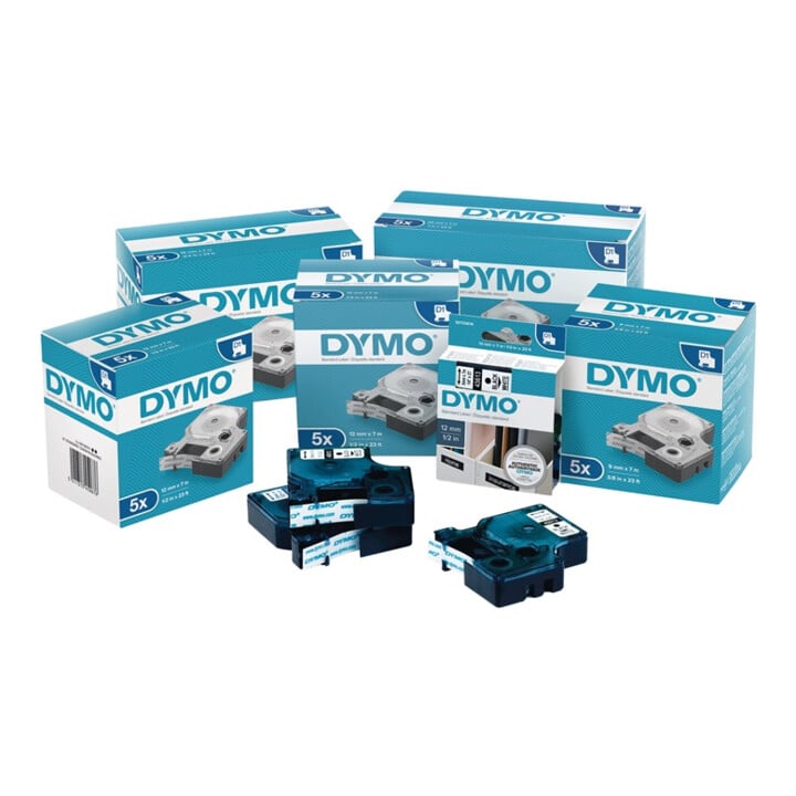 Dymo Schriftband B.19mm/L.7m blau auf weiß