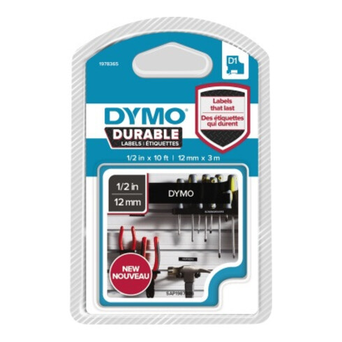 DYMO Schriftbandkassette D1 1978365 12mmx3m ws auf sw