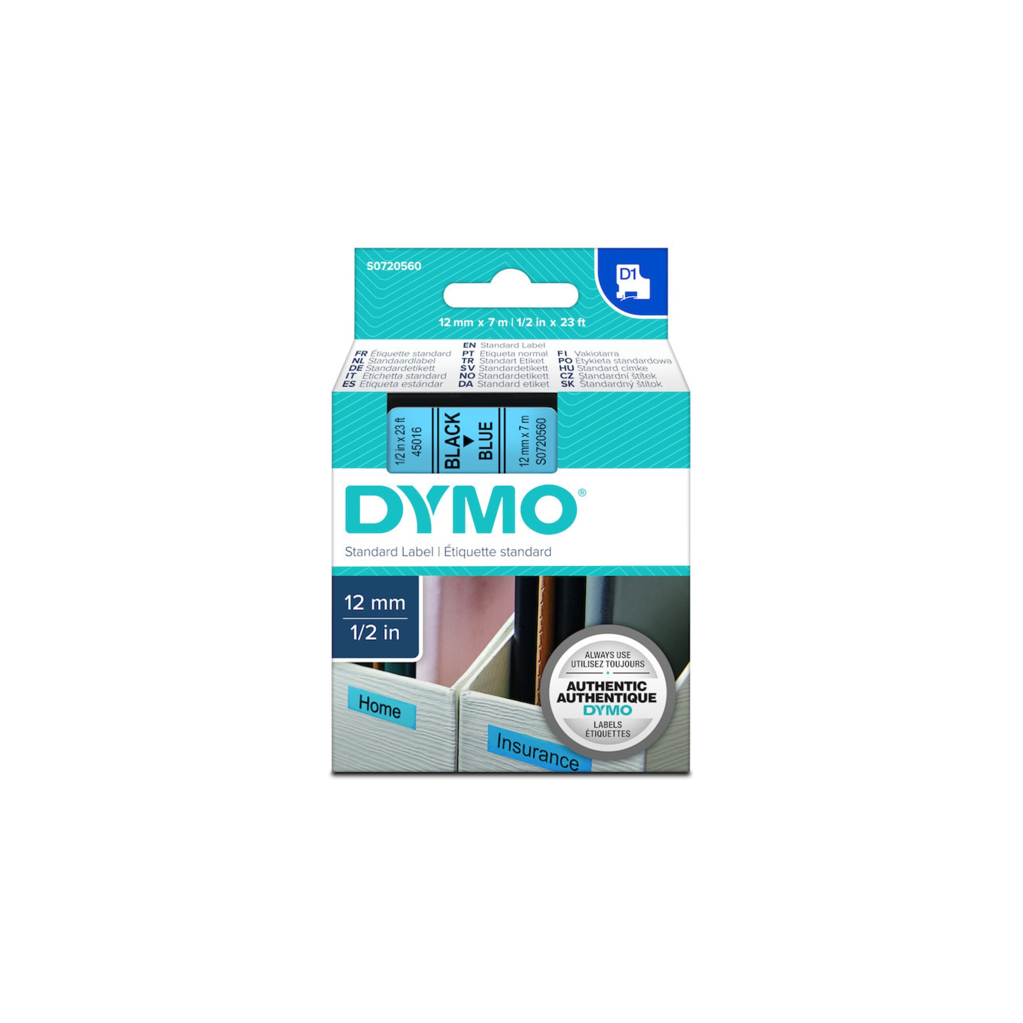 DYMO Schriftbandkassette D1 S0720560 12mmx7m sw auf bl