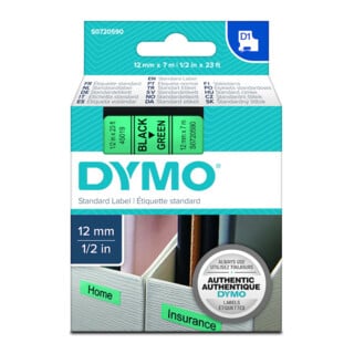 DYMO Schriftbandkassette D1 S0720590 12mmx7m sw auf gn