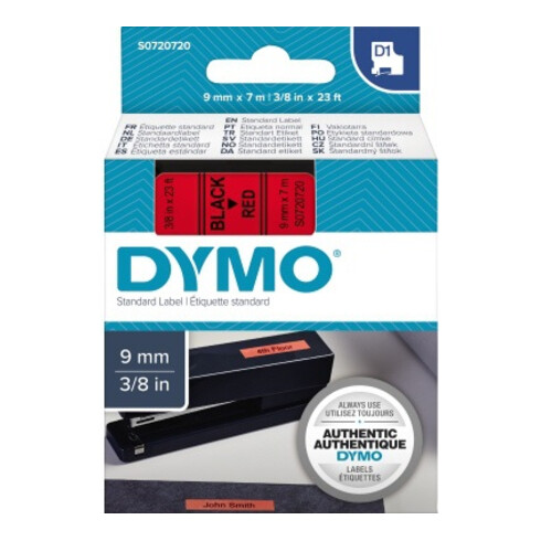 DYMO tape cassette D1 S0720720 9mmx7m zwart op rood