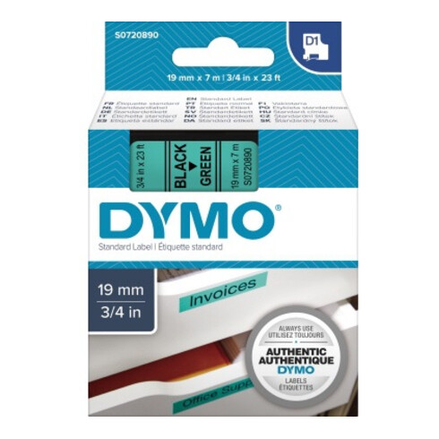 DYMO tape cassette D1 S0720890 19mmx7m bw op gr