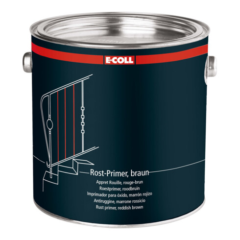 E-COLL Apprêt antirouille 2,5L seau rouge brun