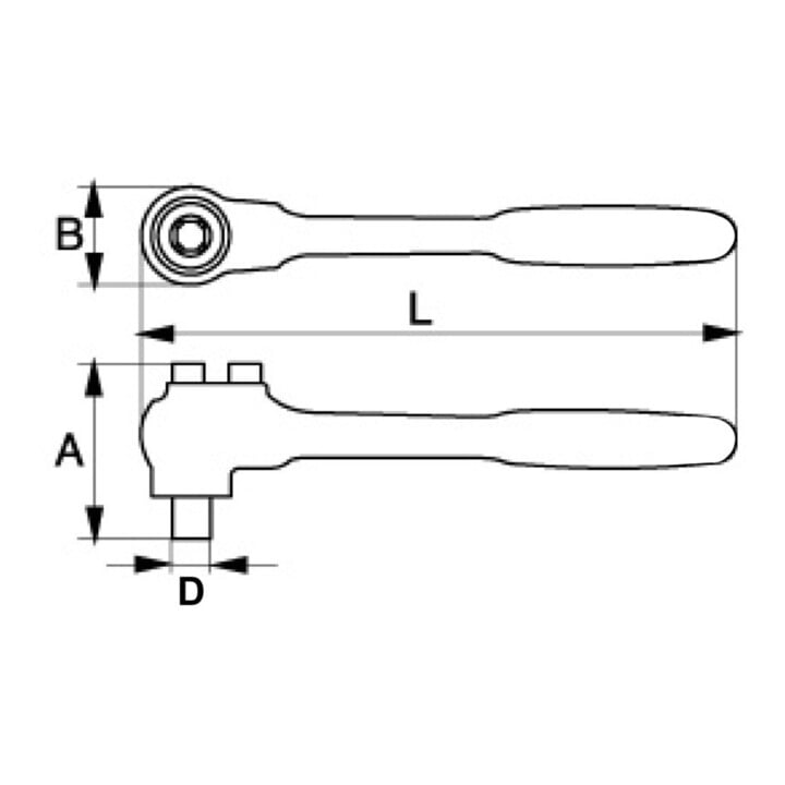 E/D/E Cliquet à inversion 1/2" isolé 28 dents 270 mm