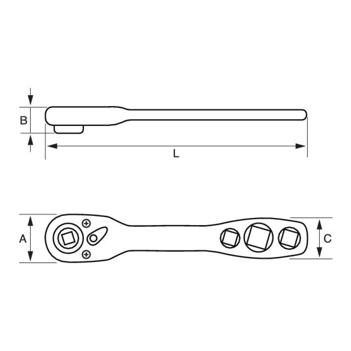 E/D/E Cliquet réversible 1/4" 32 dents