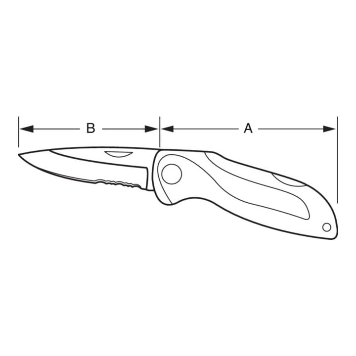 E/D/E Couteau de sport 75 mm lame pliable partiellement dentée